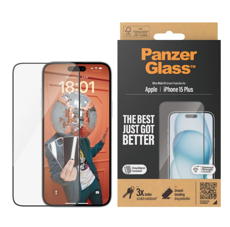 PanzerGlass iPhone 15 Plus skärmskydd EasyAligner