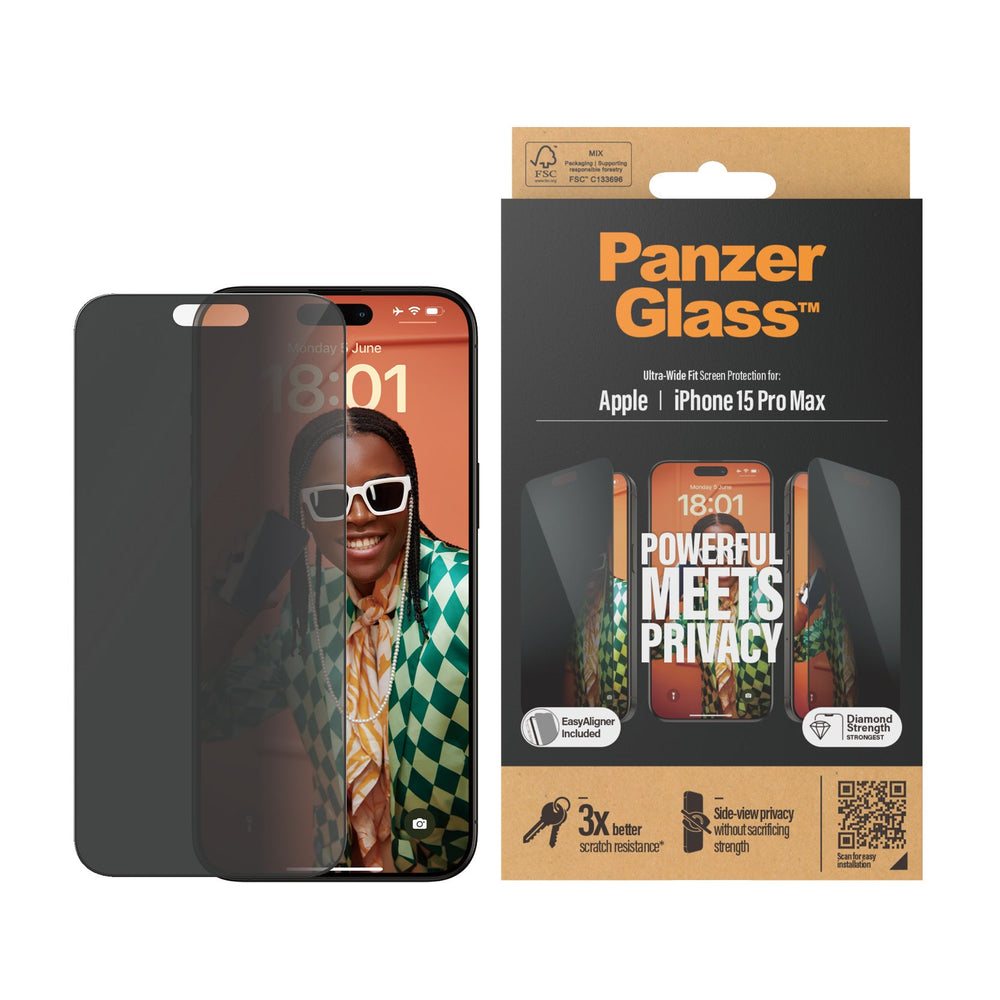 PanzerGlass iPhone 15 Pro Max Privacy Screen Protector