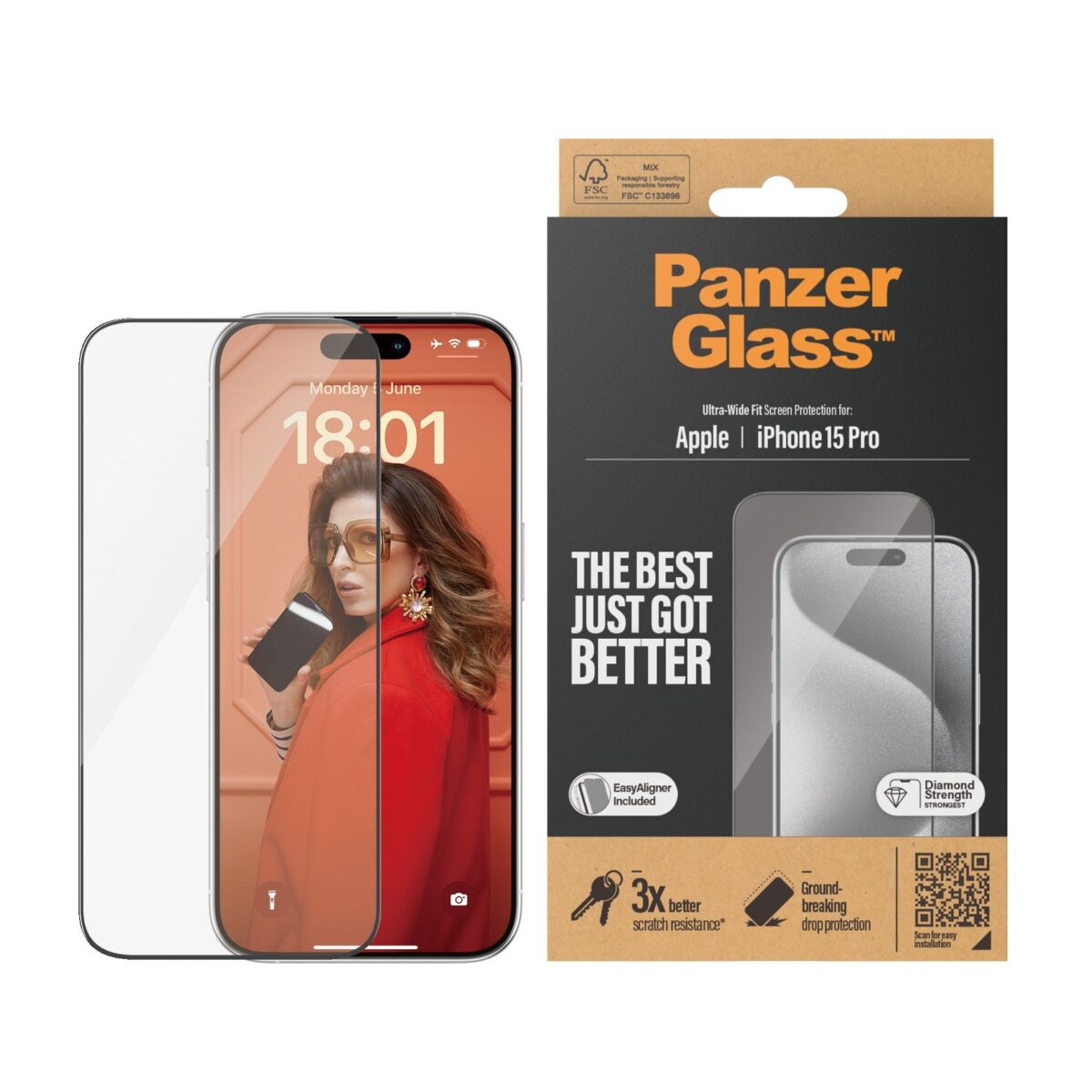 PanzerGlass | Screen Protector | iPhone | iPhone 15 pro | Tempered glass | Clear