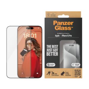 PanzerGlass | Screen Protector | iPhone | iPhone 15 pro | Tempered glass | Clear