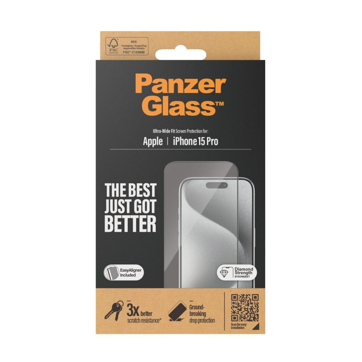 PanzerGlass | Screen Protector | iPhone | iPhone 15 pro | Tempered glass | Clear