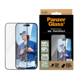 PanzerGlass Screen protector | Apple | iPhone 16/iPhone 15 | Glass | Transparent | Ultra-Wide Fit